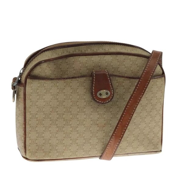 CELINE Macadam Canvas Shoulder Bag Beige Auth 105489 - Picture 1 of 15